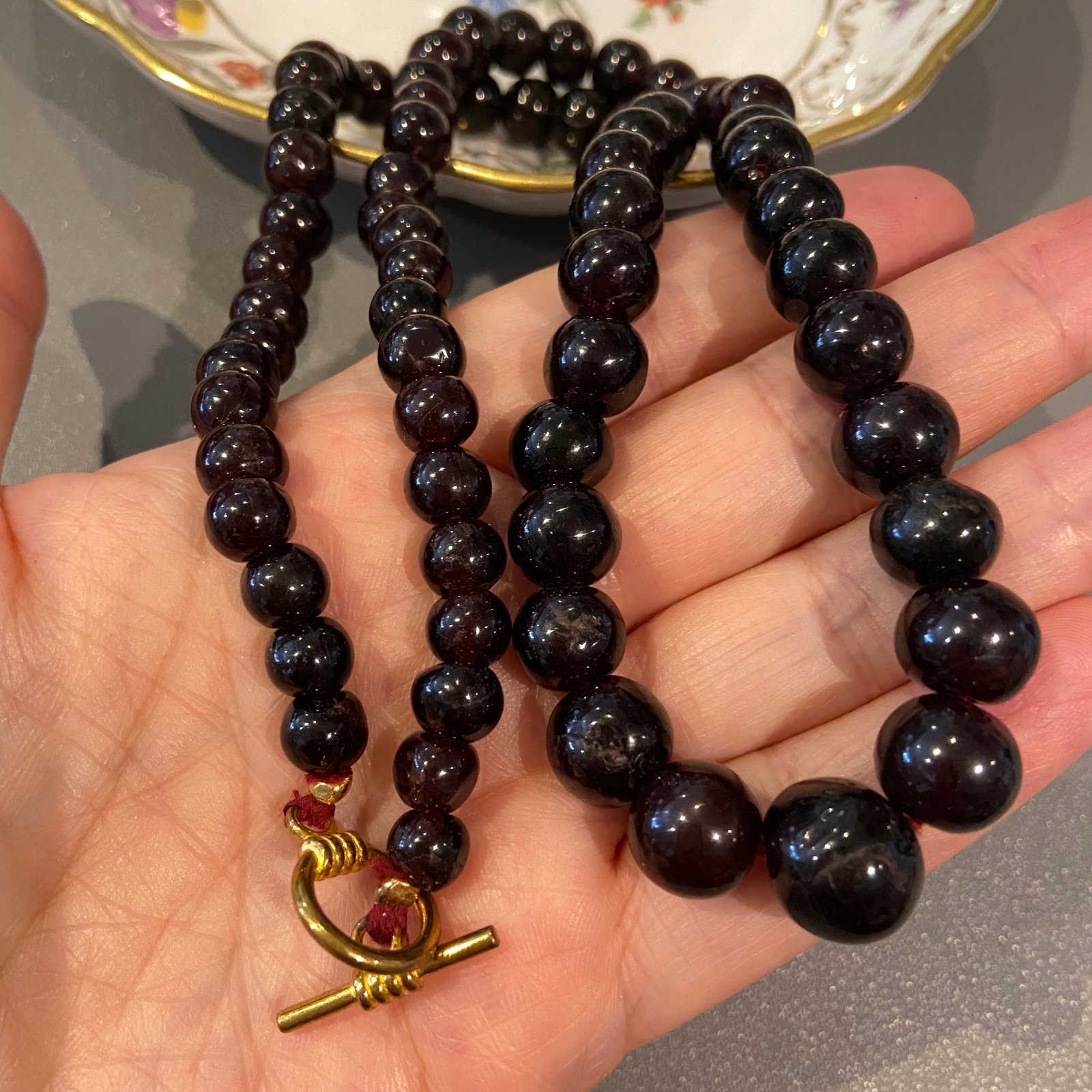Antique Tunbled Almandine Garnet, 13mm large natural Garnet beads necklace with 18k Gold plated - 7