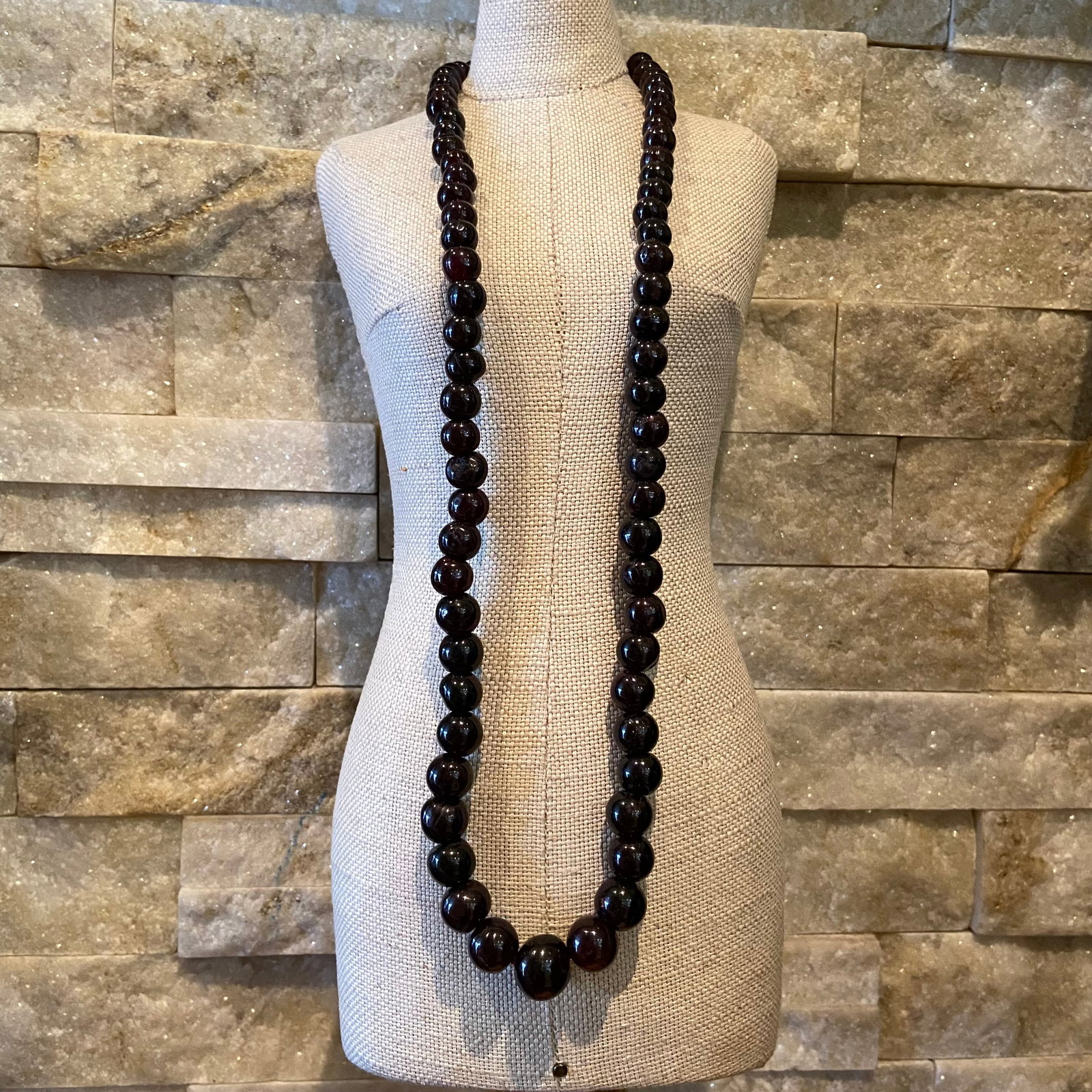Antique Tunbled Almandine Garnet, 13mm large natural Garnet beads necklace with 18k Gold plated - 8