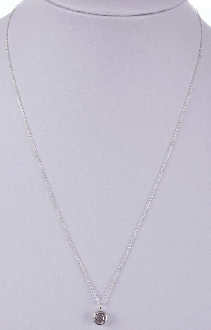 Sterling Faceted Rock Crystal Clear Quartz Astrology Pendant Necklace April - 3