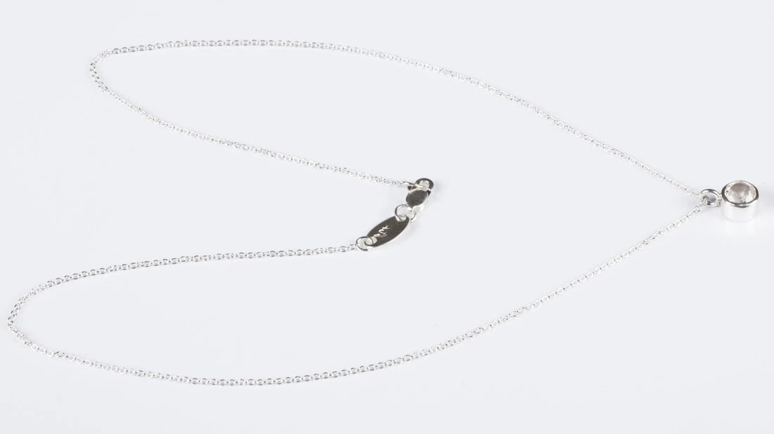 Sterling Faceted Rock Crystal Clear Quartz Astrology Pendant Necklace April - 4