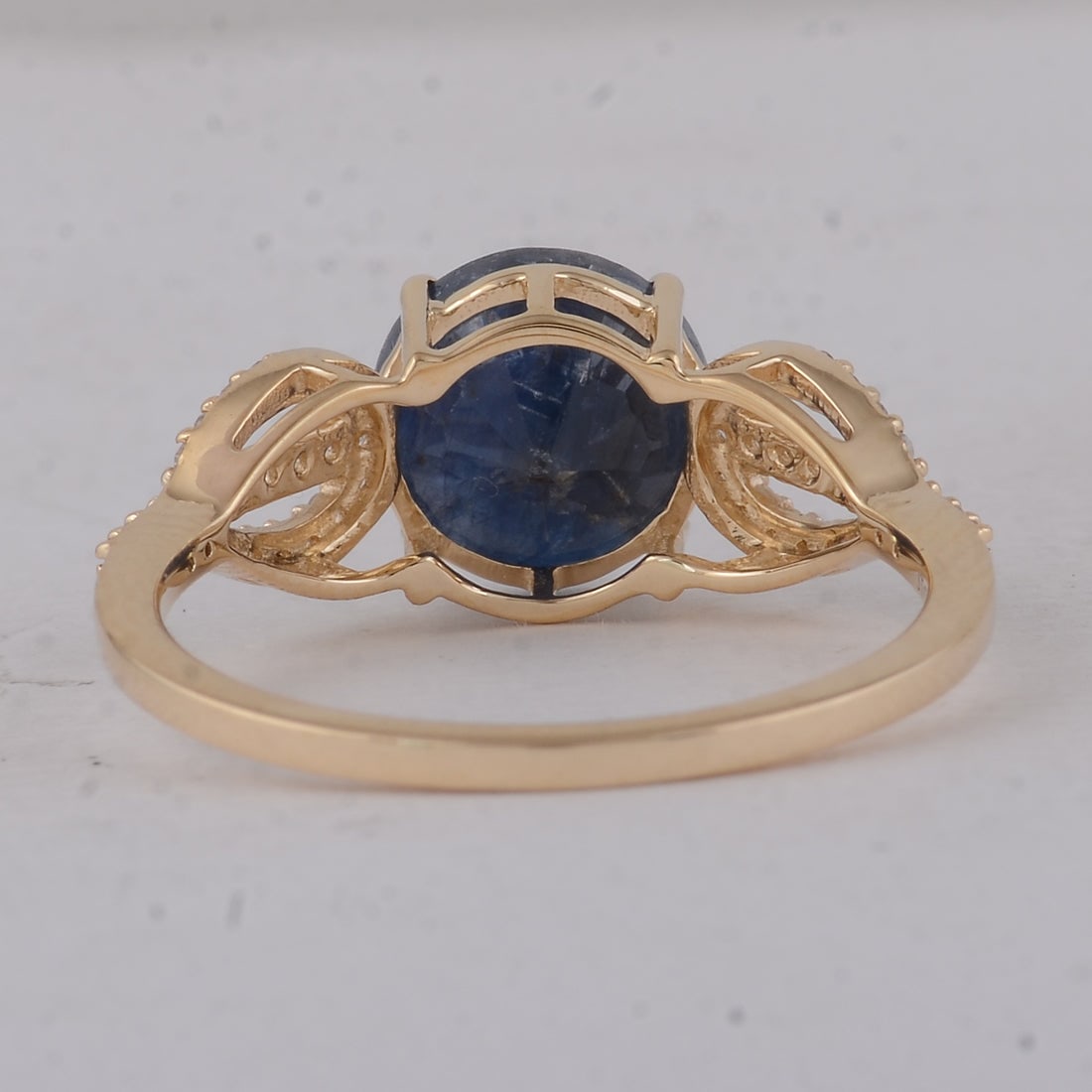 2.92 Ct Round Sapphire 9K Gold Ring - 4