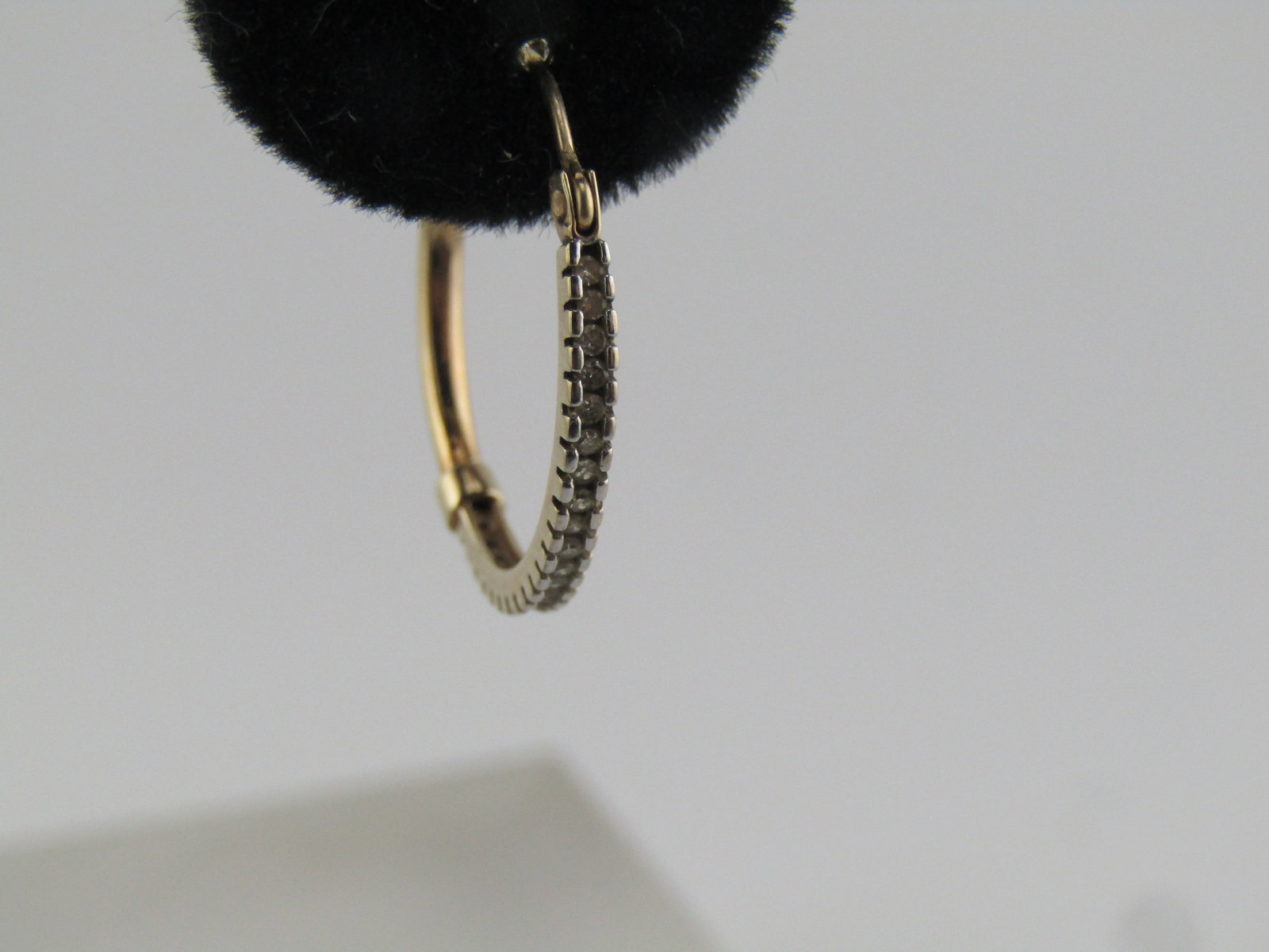 Vintage 10kt Diamond Hoop Earring, Pierced, Mexico, 1980's-1990's: Title:Vintage 10kt Diamond Hoop Earring, Pierced, Mexico, 1980's-1990's Description:Vintage 10kt Diamond Hoop Earring, Pierced, Mexico, 1980's-1990's. This is yellow gold with the front half of the