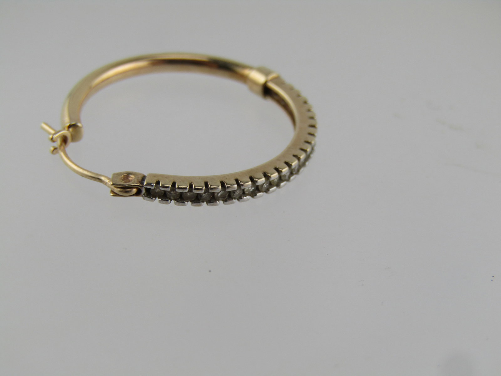 Vintage 10kt Diamond Hoop Earring, Pierced, Mexico, 1980's-1990's - 3