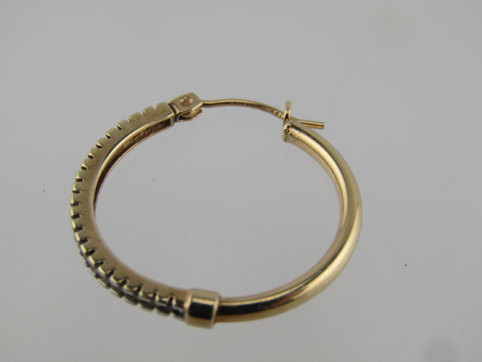 Vintage 10kt Diamond Hoop Earring, Pierced, Mexico, 1980's-1990's - 5