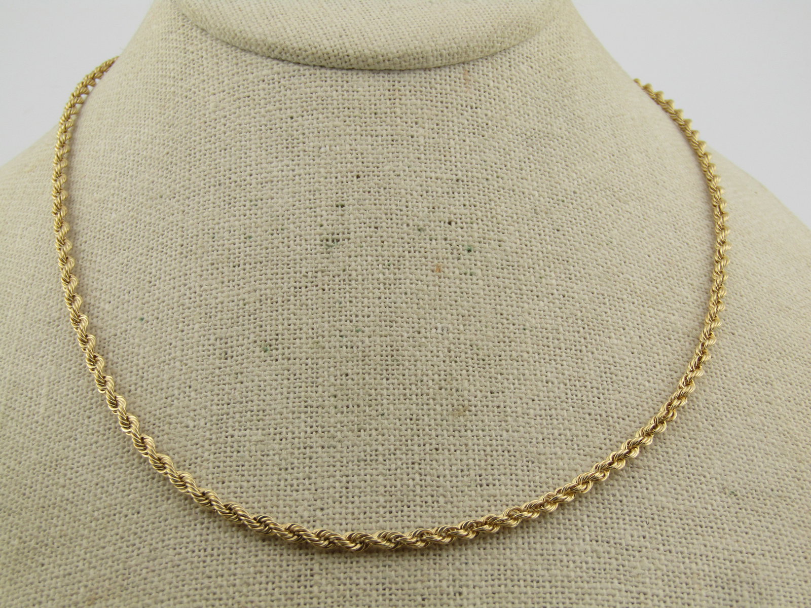 Vintage 14kt Twisted Rope Necklace, 18", 2.9 mm Wide, Peru, 1980's-1990's , Signed - 2