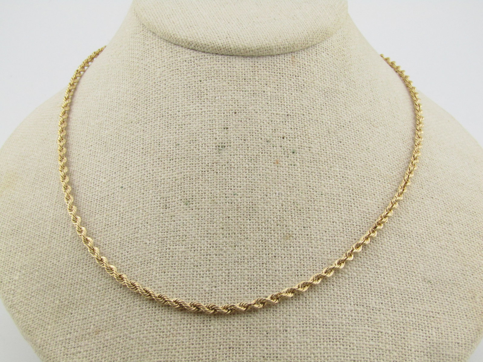 Vintage 14kt Twisted Rope Necklace, 18", 2.9 mm Wide, Peru, 1980's-1990's , Signed - 3