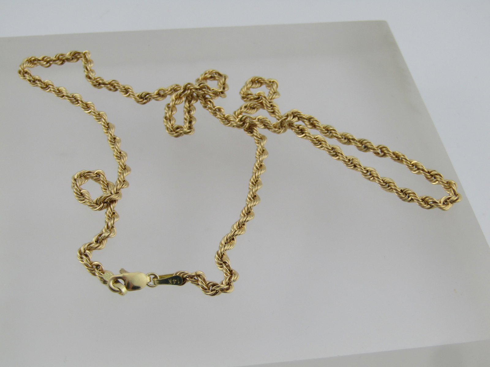 Vintage 14kt Twisted Rope Necklace, 18", 2.9 mm Wide, Peru, 1980's-1990's , Signed - 4