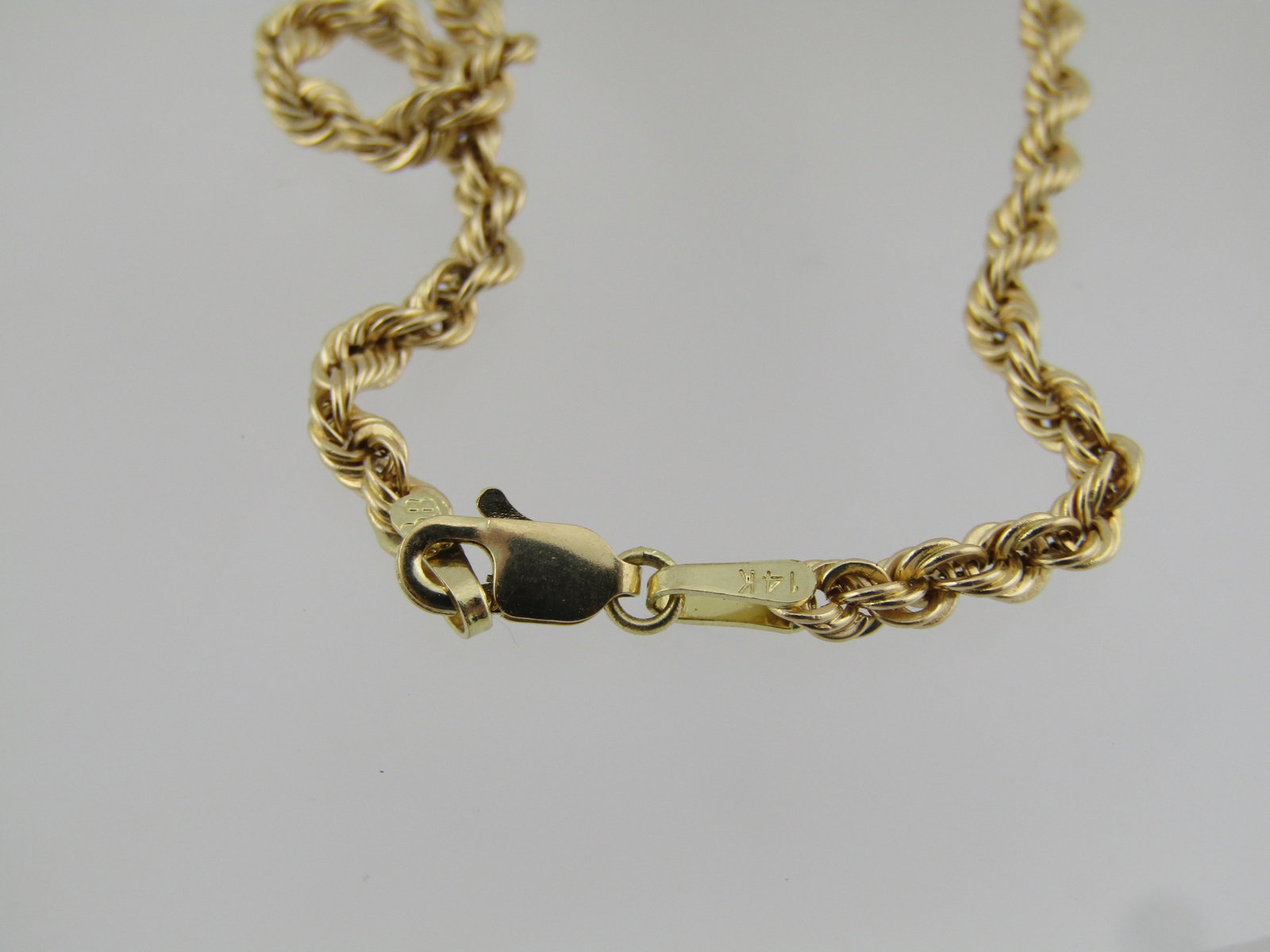 Vintage 14kt Twisted Rope Necklace, 18", 2.9 mm Wide, Peru, 1980's-1990's , Signed - 5
