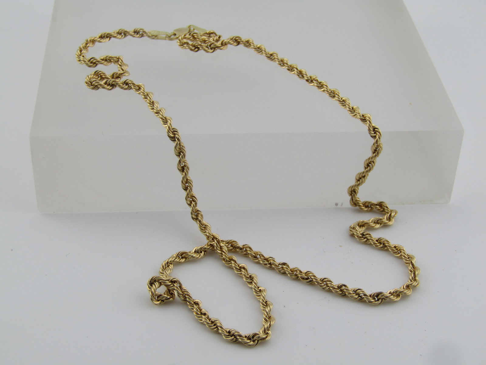 Vintage 14kt Twisted Rope Necklace, 18", 2.9 mm Wide, Peru, 1980's-1990's , Signed - 6