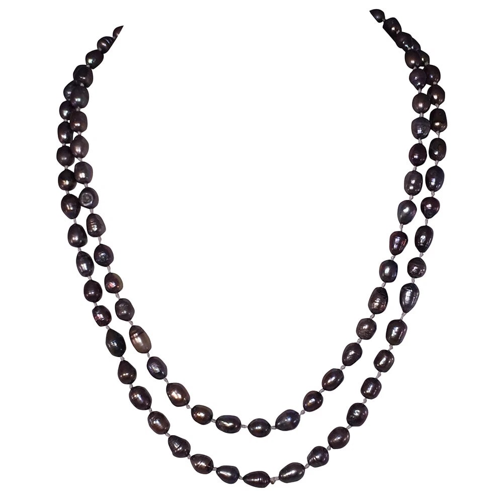 Baroque Grey Pearl Bead Flapper Necklace - 3