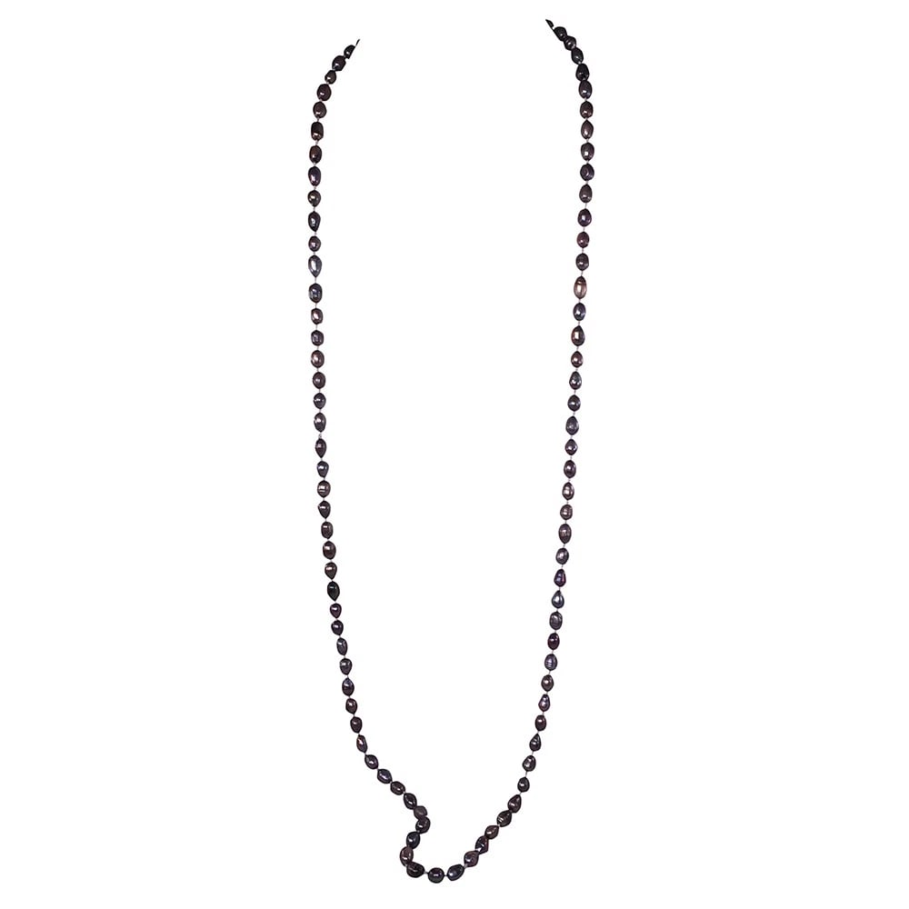 Baroque Grey Pearl Bead Flapper Necklace - 4