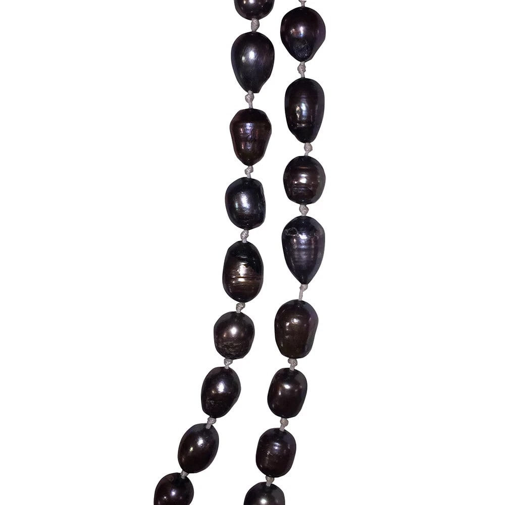 Baroque Grey Pearl Bead Flapper Necklace - 5