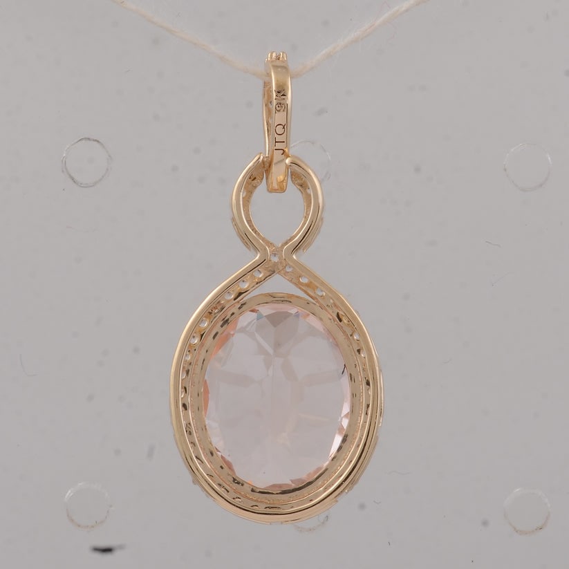 3.56 Ct Oval Morganite 9K Gold Pendant - 2