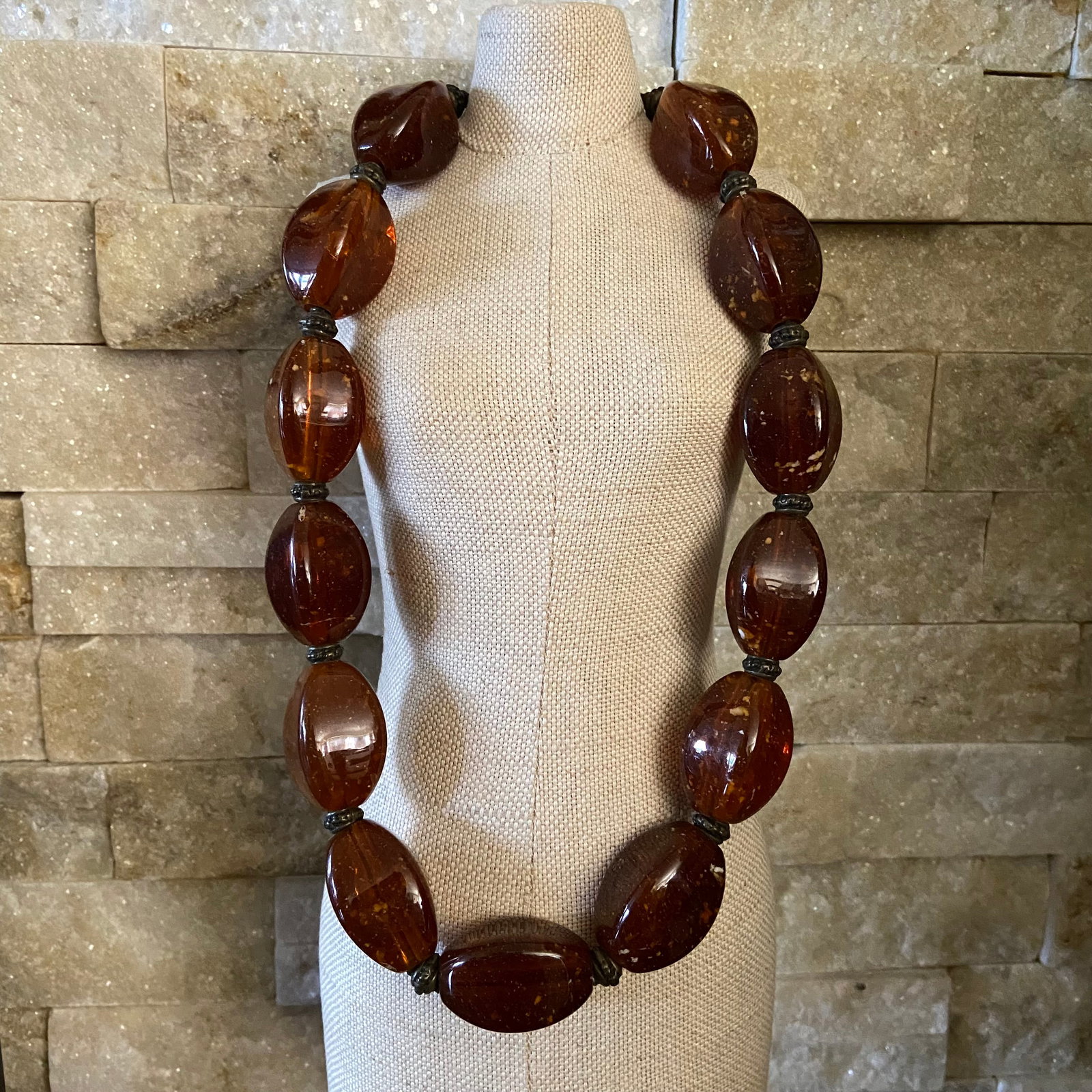 Vintage Chunk Amber Bakelite large Statement Necklace (1 of 10)