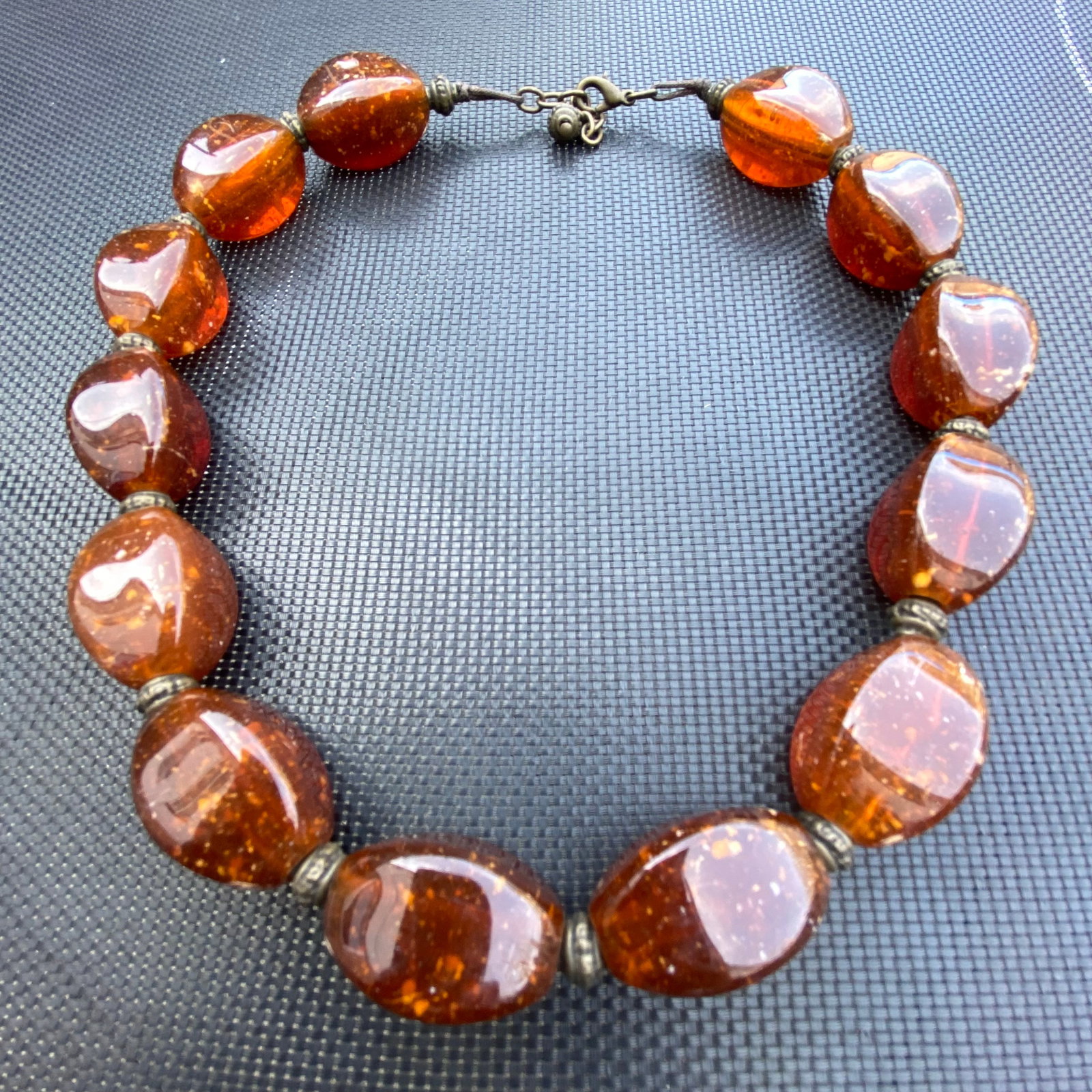 Vintage Chunk Amber Bakelite large Statement Necklace - 3