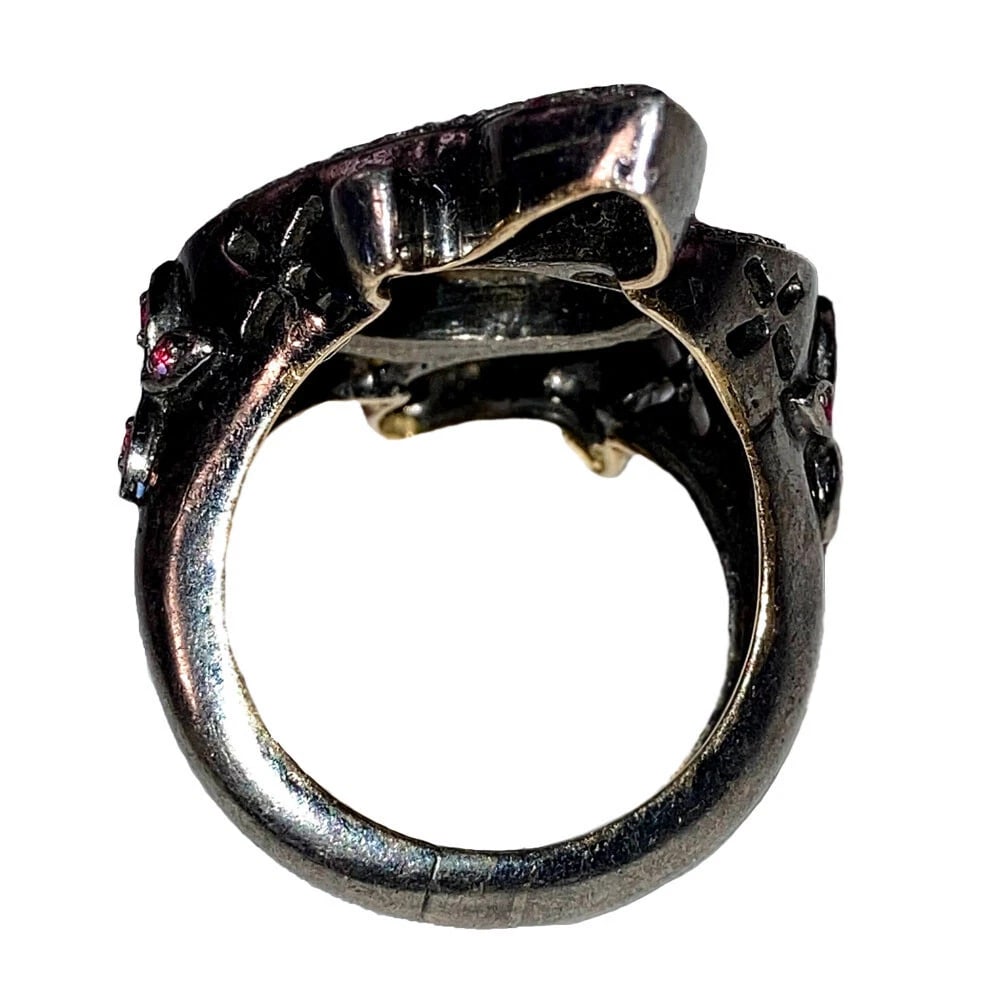Diamond Pave Ruby Sterling Double Snake Cocktail Ring - 5