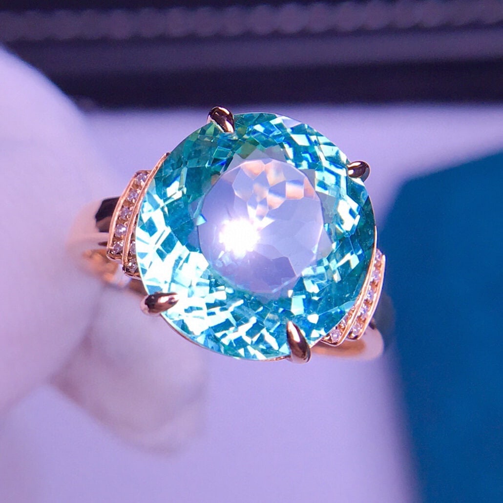 14K GOLD 6.1 CT NATURAL TOURMALINE & DIAMOND RING - 3