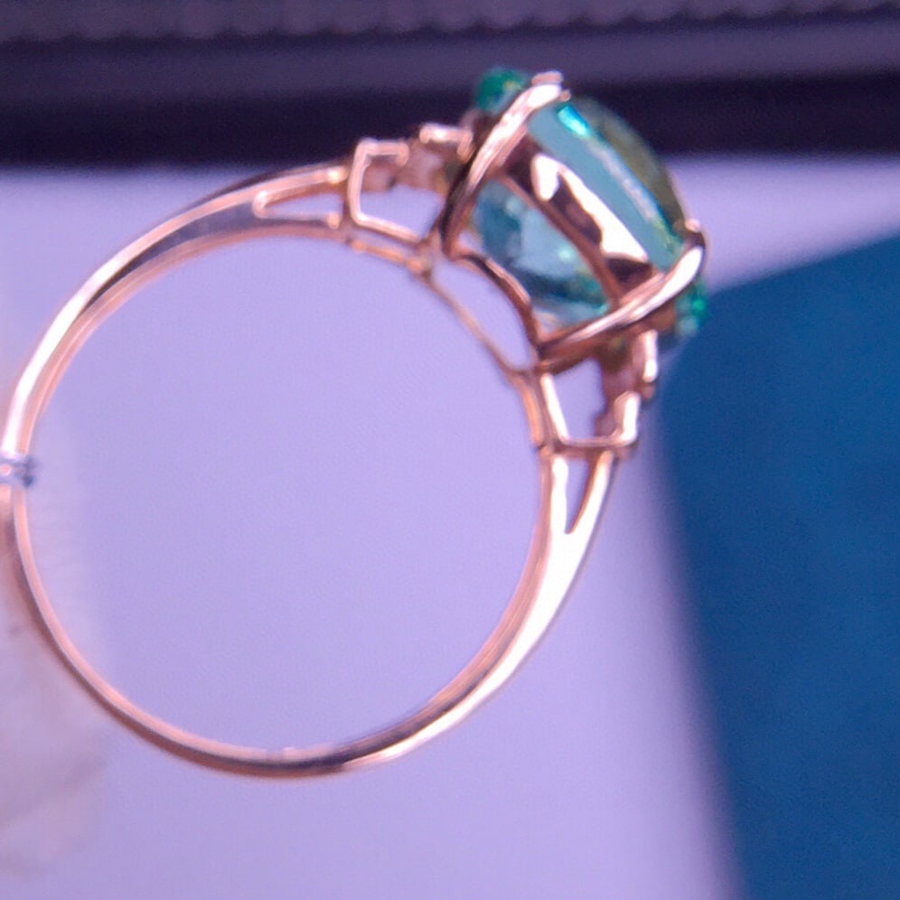 14K GOLD 6.1 CT NATURAL TOURMALINE & DIAMOND RING - 6