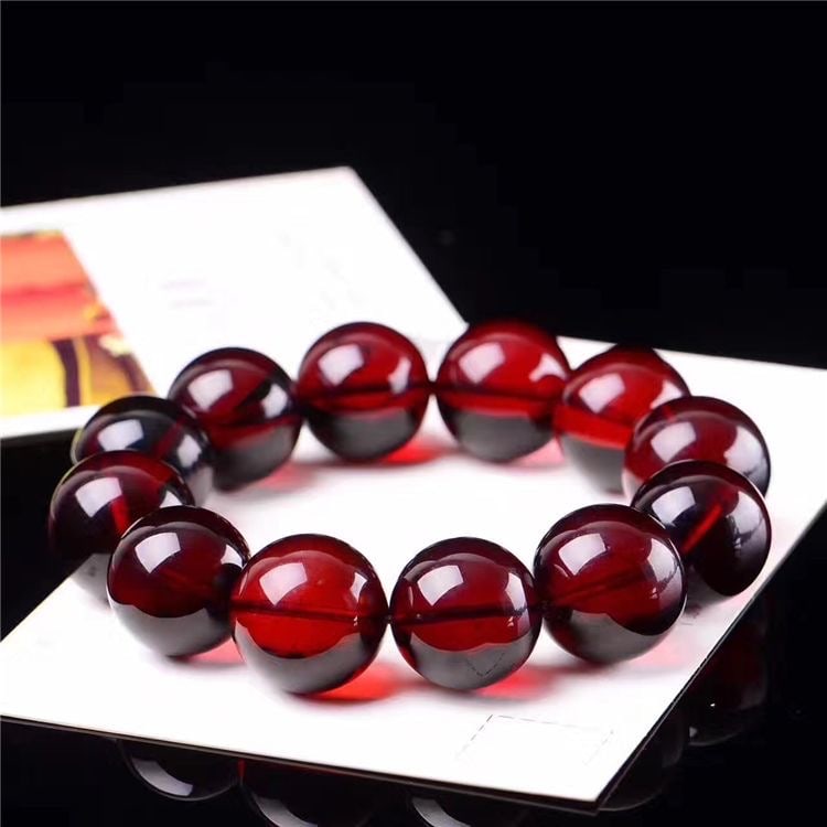 20mm Vintage Cherry Amber-like Beads Elastic Bracelet - 3