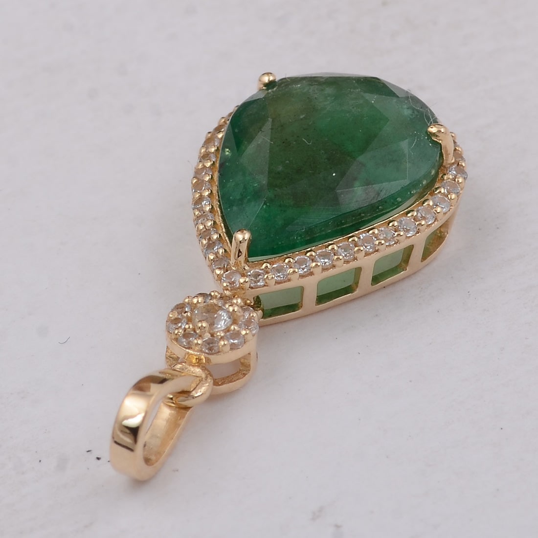 3.41 Ct Pear Emerald 9K Gold Pendant - 3