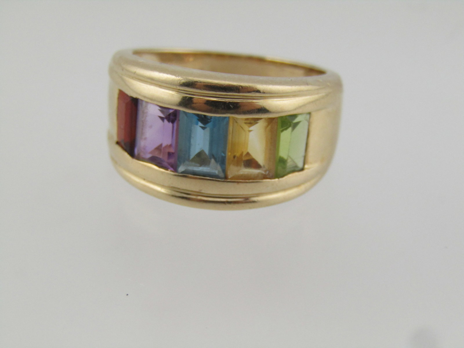 Vintage 10kt Mixed Gem Band Ring, Sz. 7, Signed, 1980's - 3