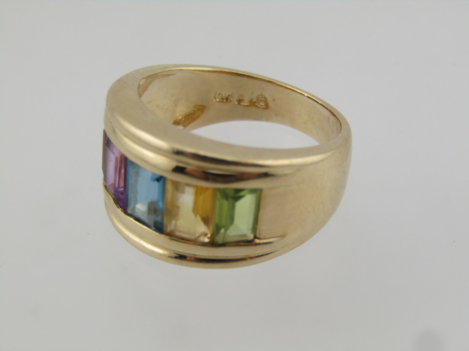 Vintage 10kt Mixed Gem Band Ring, Sz. 7, Signed, 1980's - 4