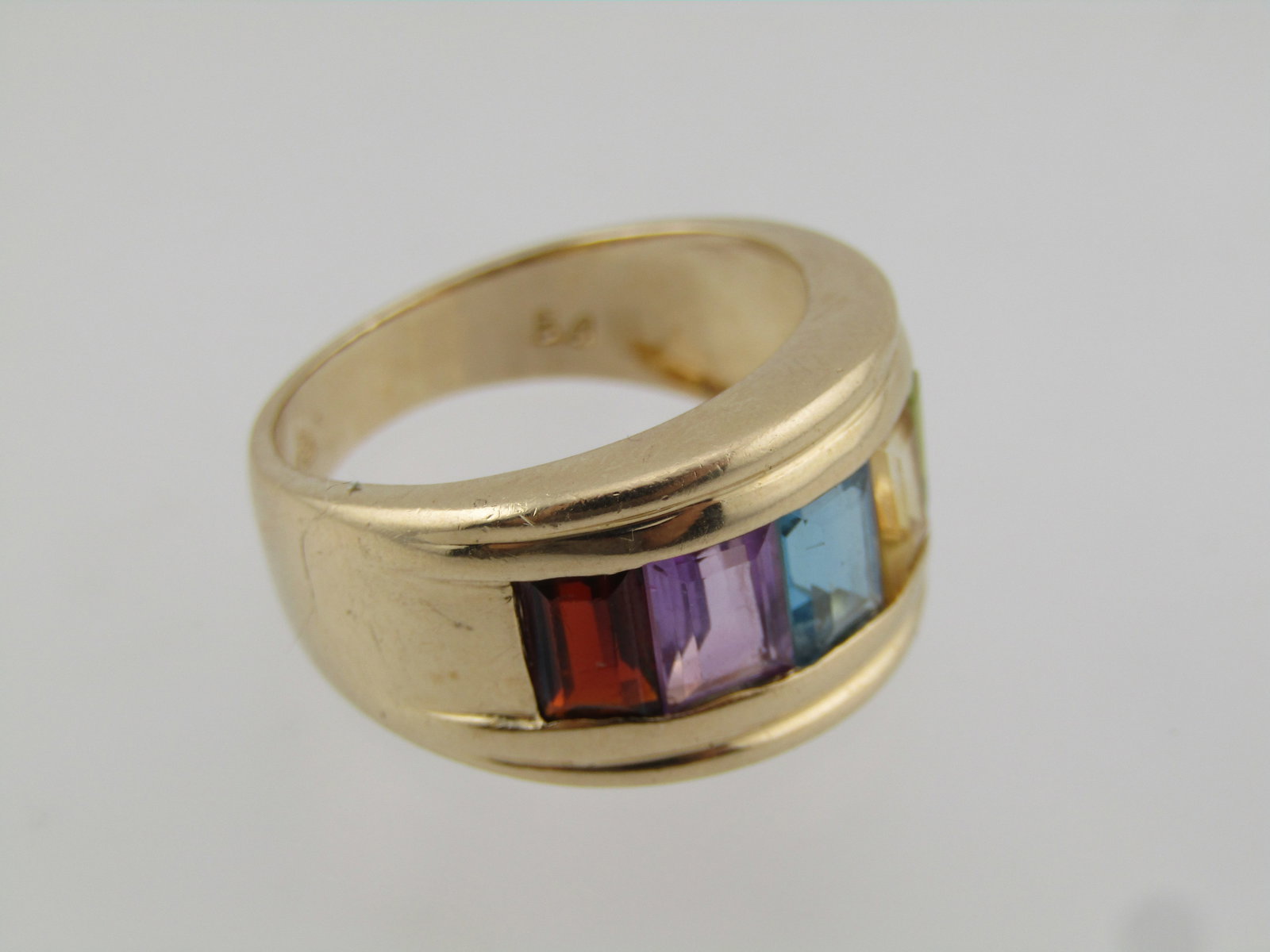 Vintage 10kt Mixed Gem Band Ring, Sz. 7, Signed, 1980's - 5