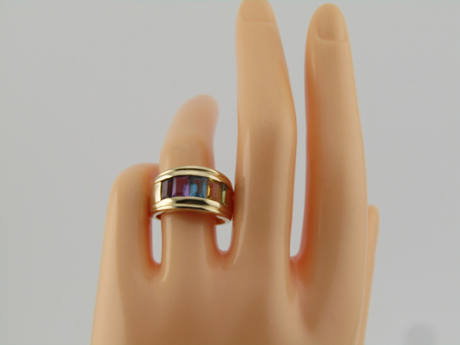 Vintage 10kt Mixed Gem Band Ring, Sz. 7, Signed, 1980's - 6