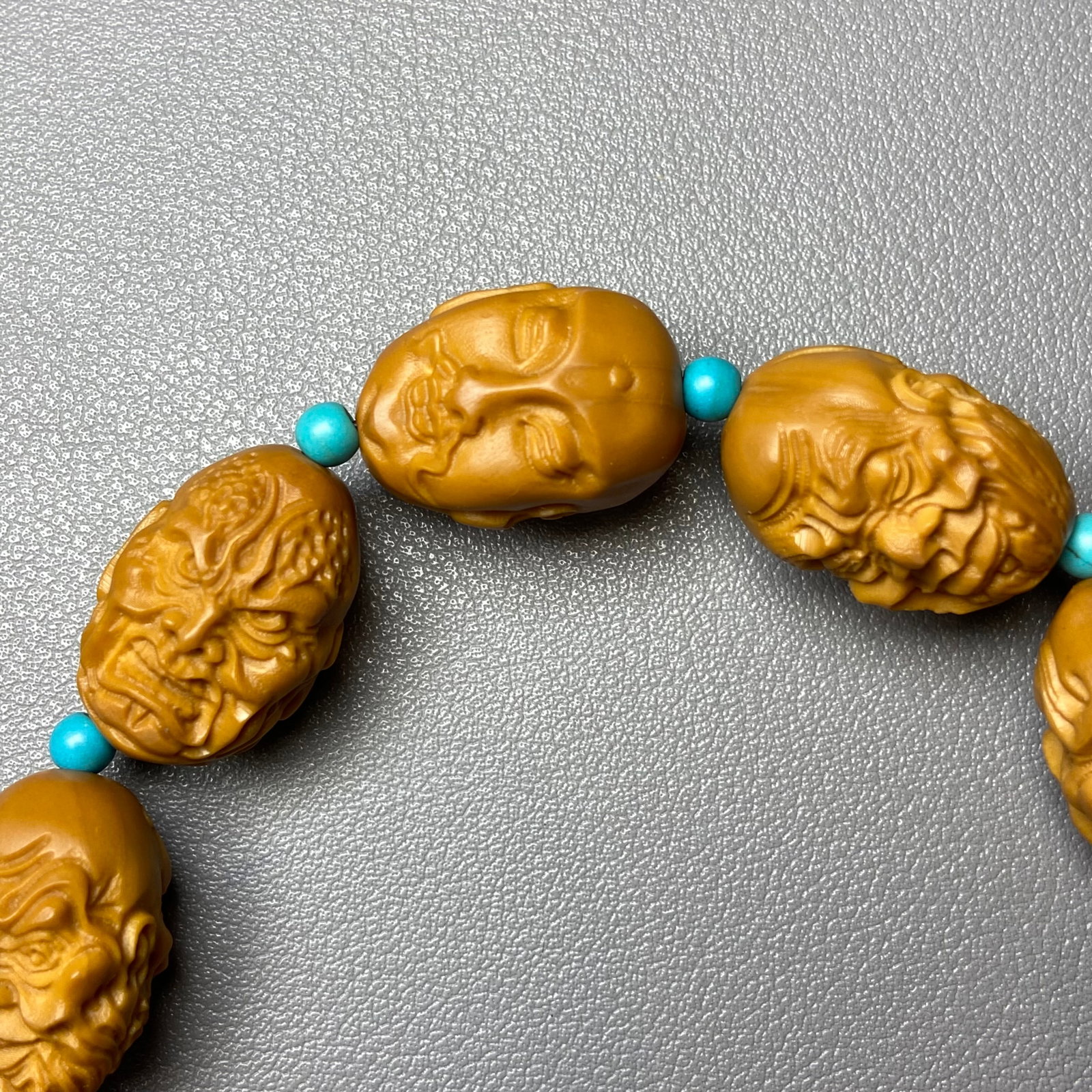 Chinese Olive Pit Hand Carved Double-sided 18 Arhat Bracelet Buddha Amulet - 6