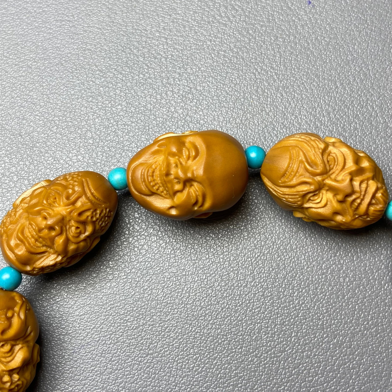 Chinese Olive Pit Hand Carved Double-sided 18 Arhat Bracelet Buddha Amulet - 7