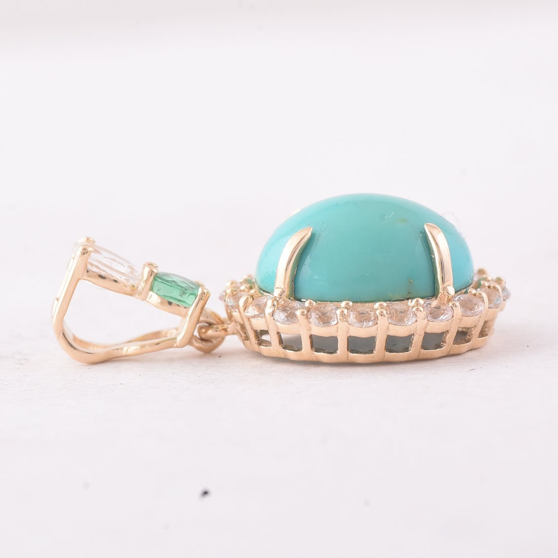 4.24 Ct Oval Turquoise 9K Gold Pendant - 3