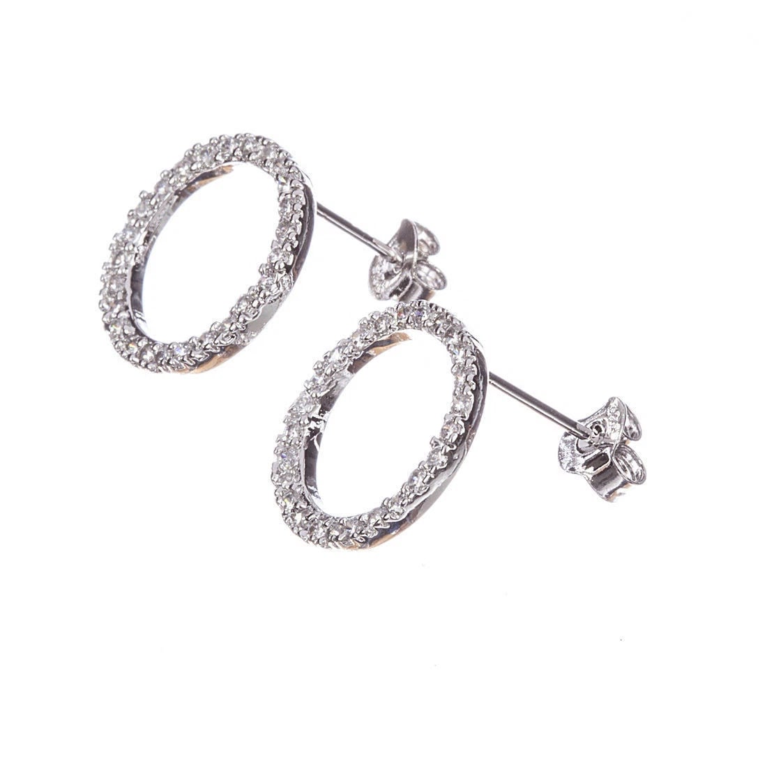Sterling Silver Circle Eternity Cubic Zirconia Earrings - 3