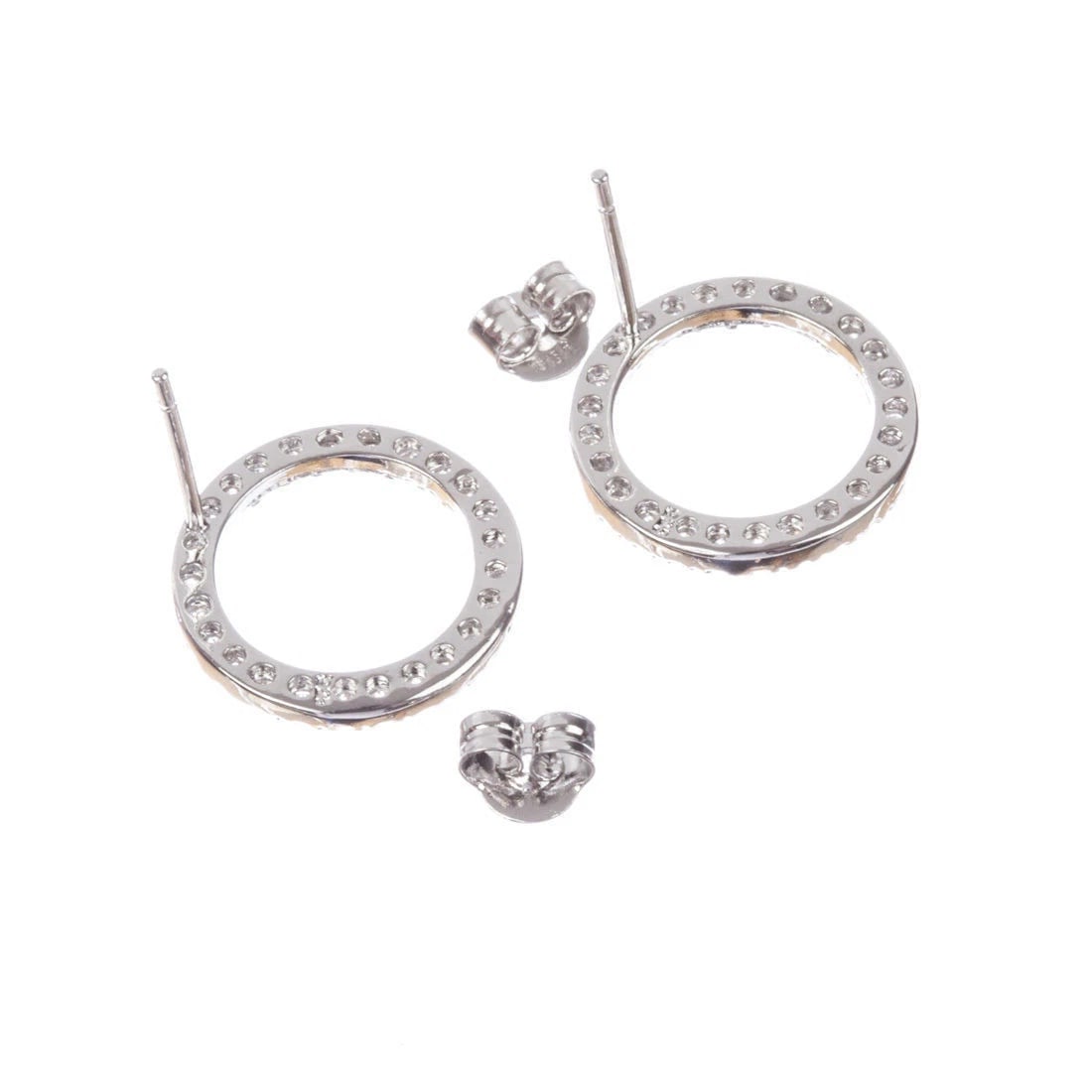 Sterling Silver Circle Eternity Cubic Zirconia Earrings - 4