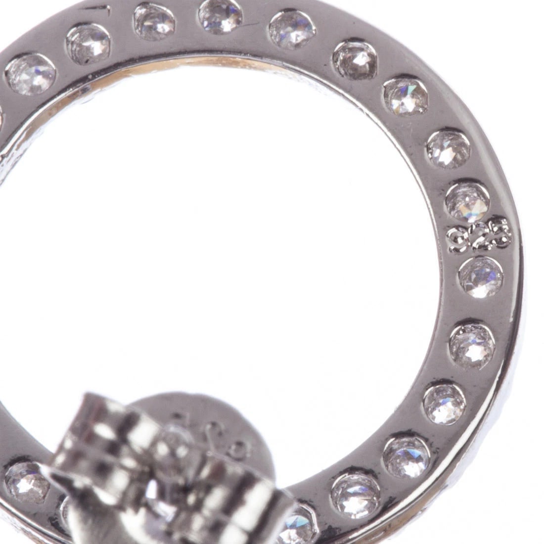 Sterling Silver Circle Eternity Cubic Zirconia Earrings - 5