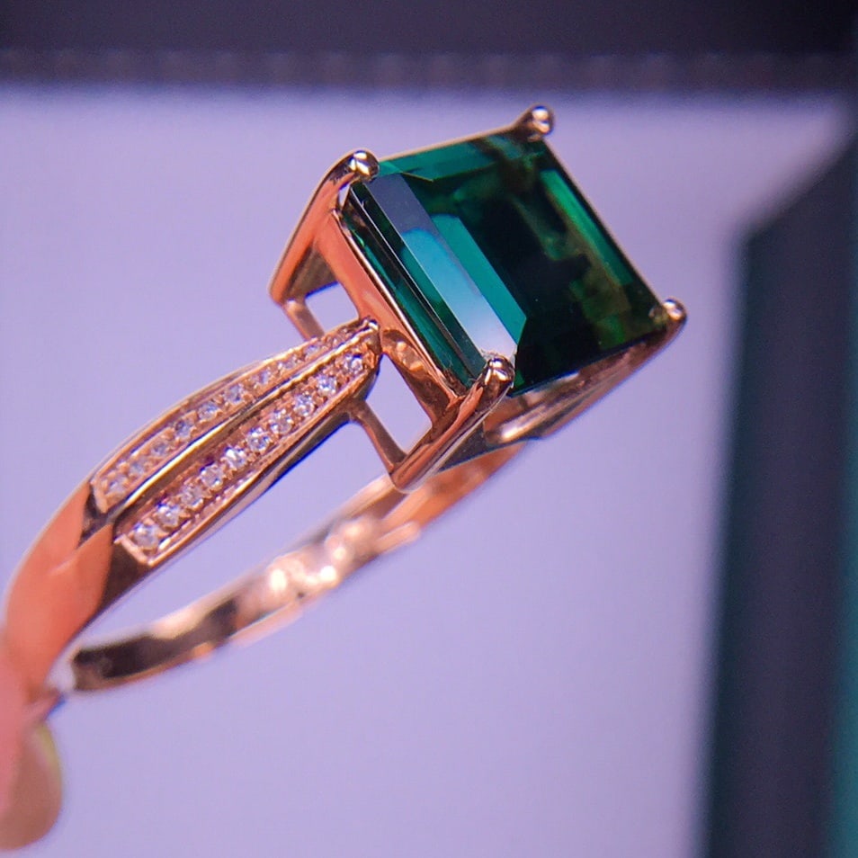 14K GOLD 4.3 CT NATURAL TOURMALINE & DIAMOND RING - 3