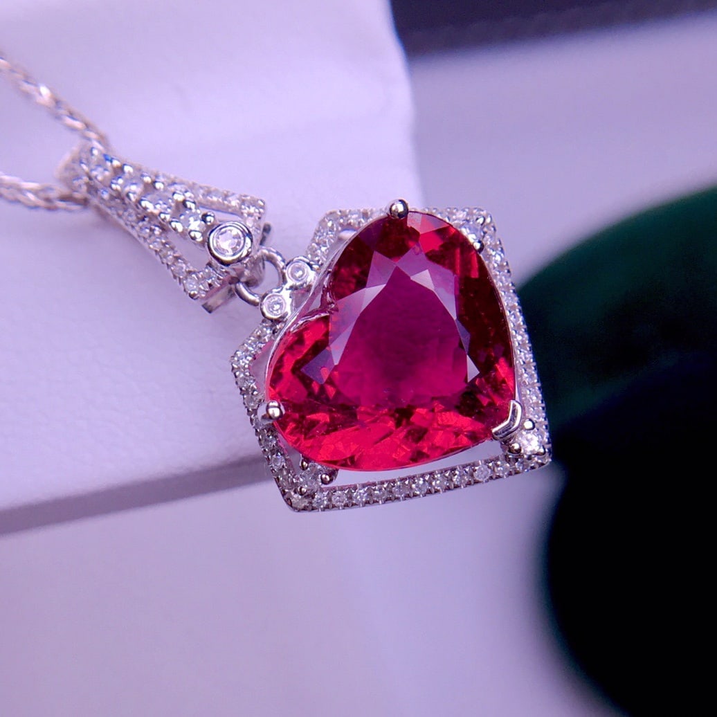 14K GOLD 4.5 CT NATURAL TOURMALINE & DIAMOND PENDANT - 2