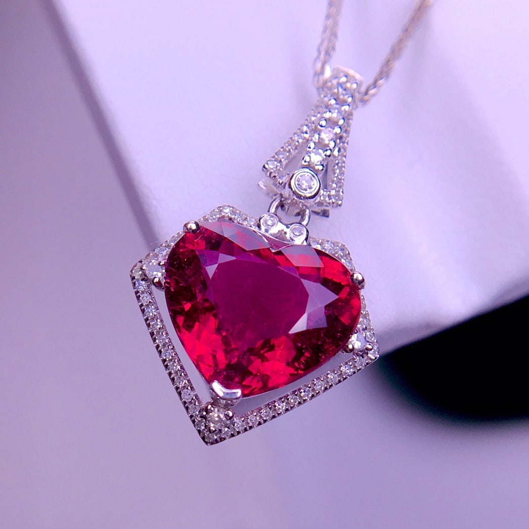 14K GOLD 4.5 CT NATURAL TOURMALINE & DIAMOND PENDANT - 3