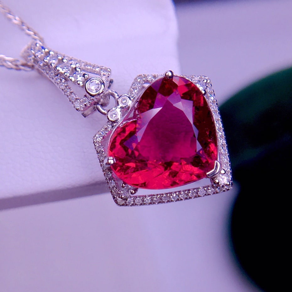 14K GOLD 4.5 CT NATURAL TOURMALINE & DIAMOND PENDANT - 4