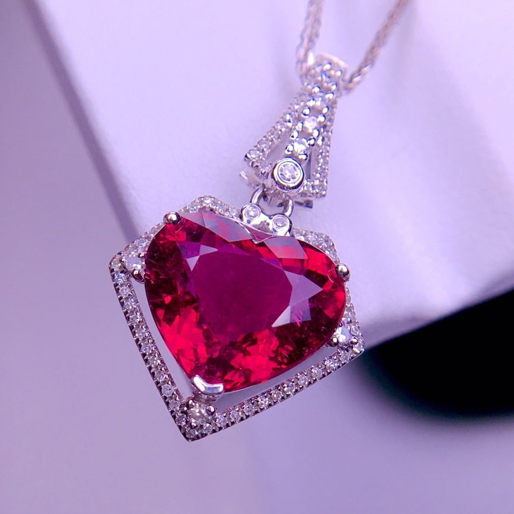 14K GOLD 4.5 CT NATURAL TOURMALINE & DIAMOND PENDANT - 5