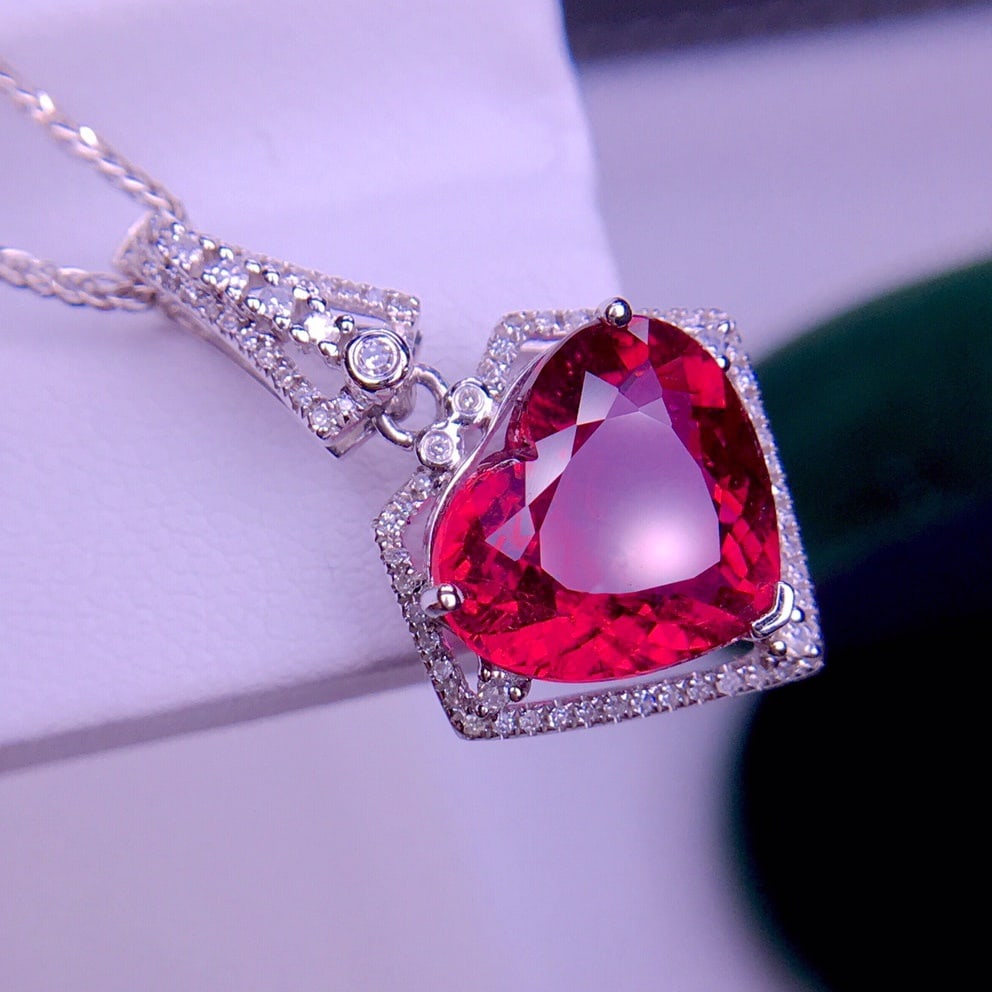 14K GOLD 4.5 CT NATURAL TOURMALINE & DIAMOND PENDANT - 6