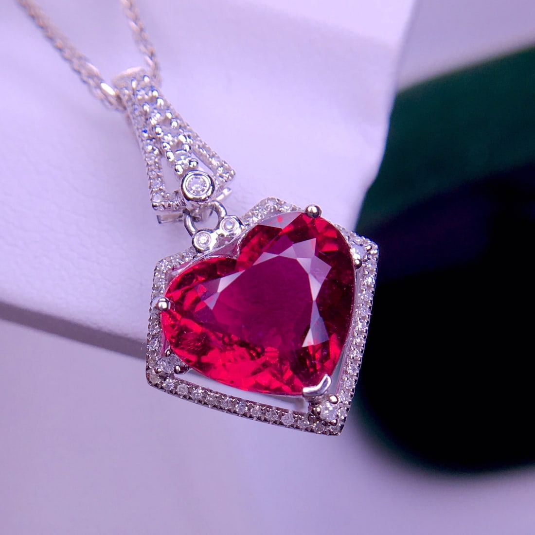 14K GOLD 4.5 CT NATURAL TOURMALINE & DIAMOND PENDANT - 8