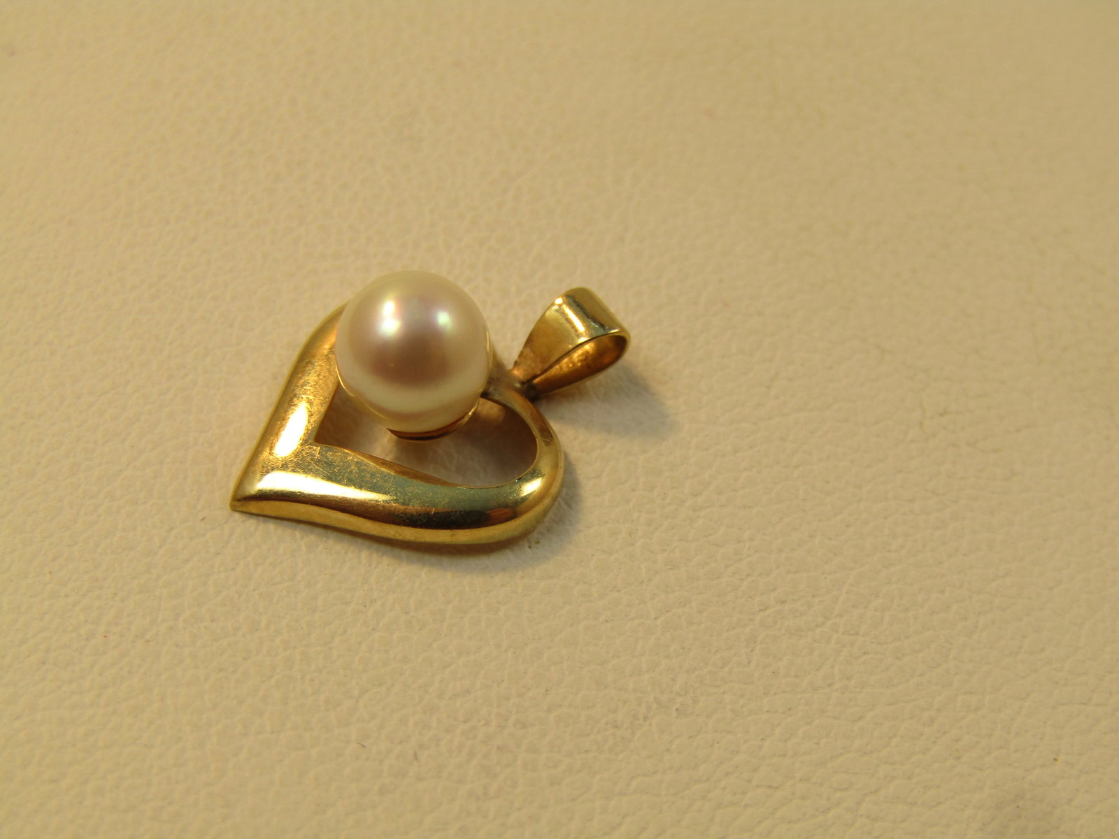 Vintage 14kt Cultured Pearl Heart Pendant, 1970's-1980's - 3