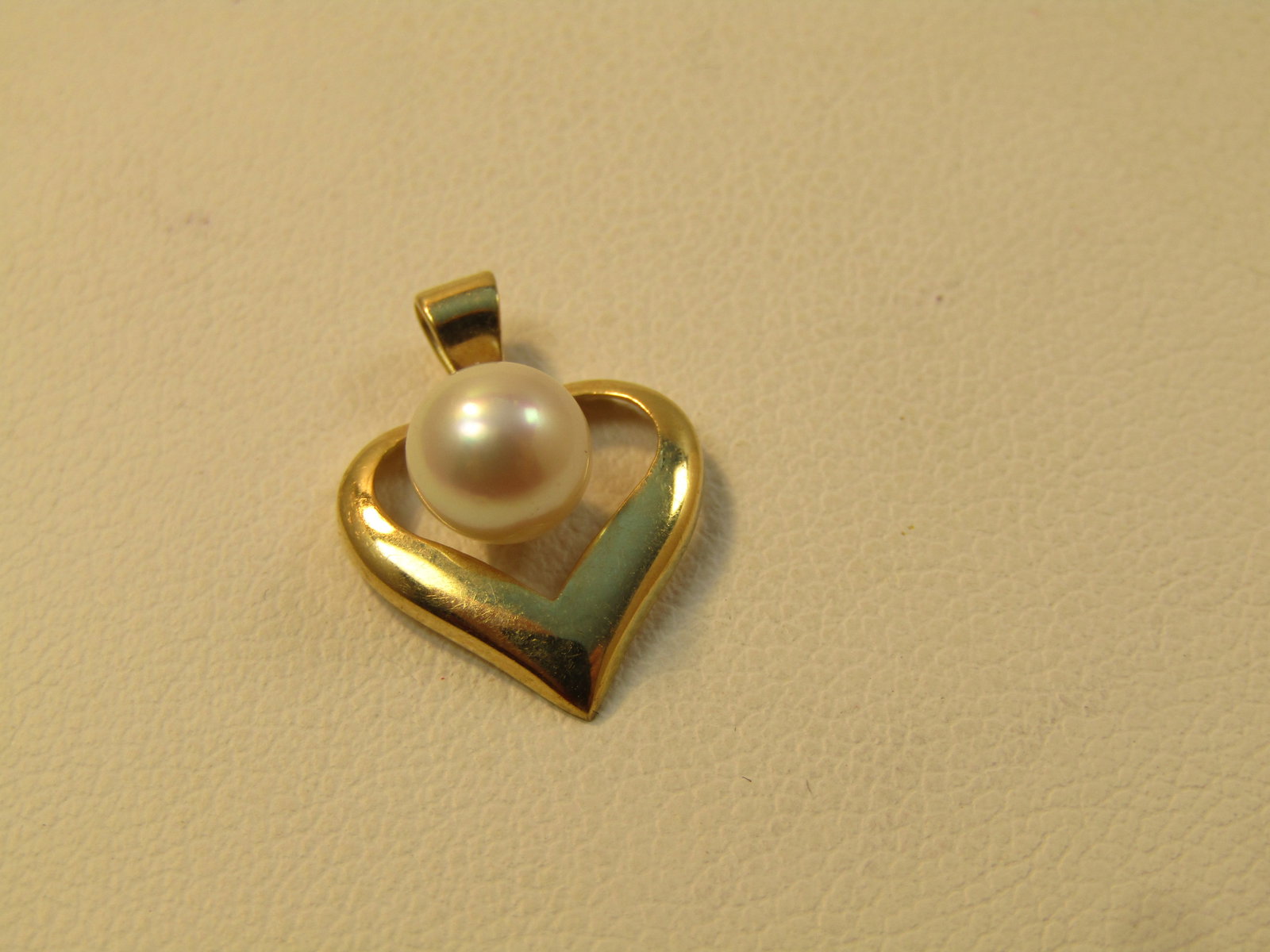 Vintage 14kt Cultured Pearl Heart Pendant, 1970's-1980's - 4