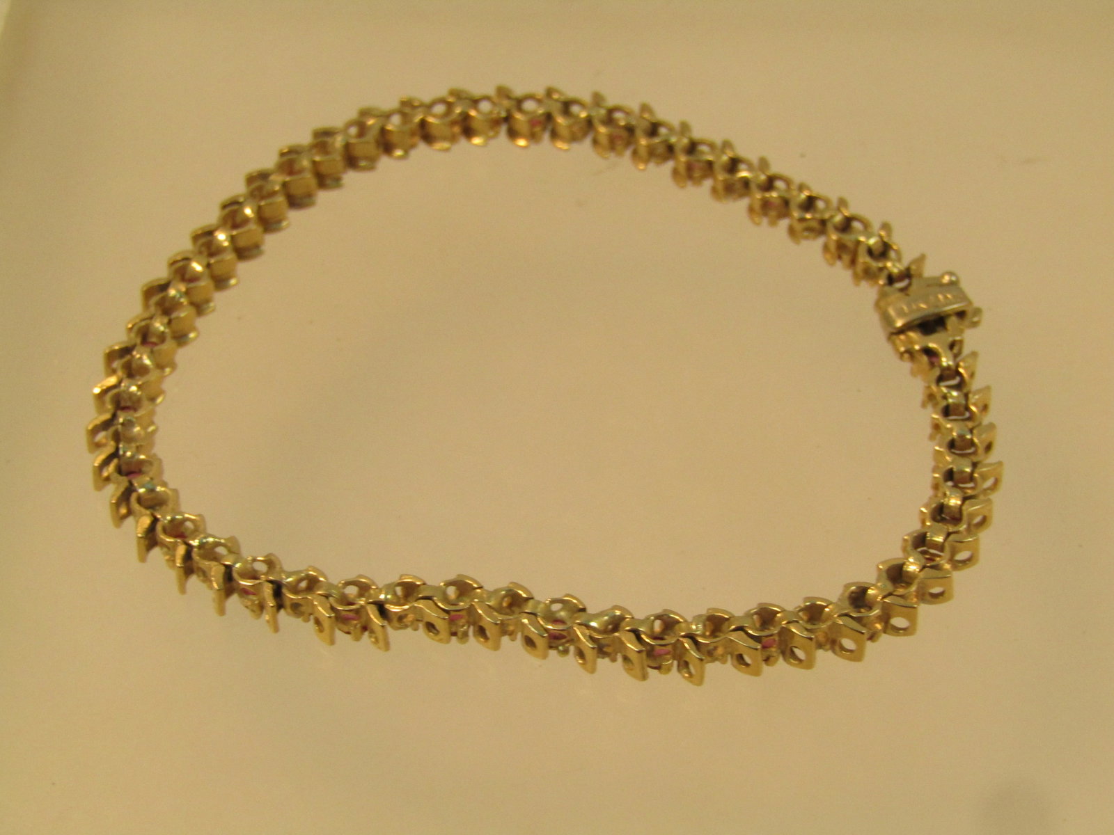 Vintage 14kt Ruby & Diamond Tennis Bracelet, 7.25", Signed, 1980's - 3