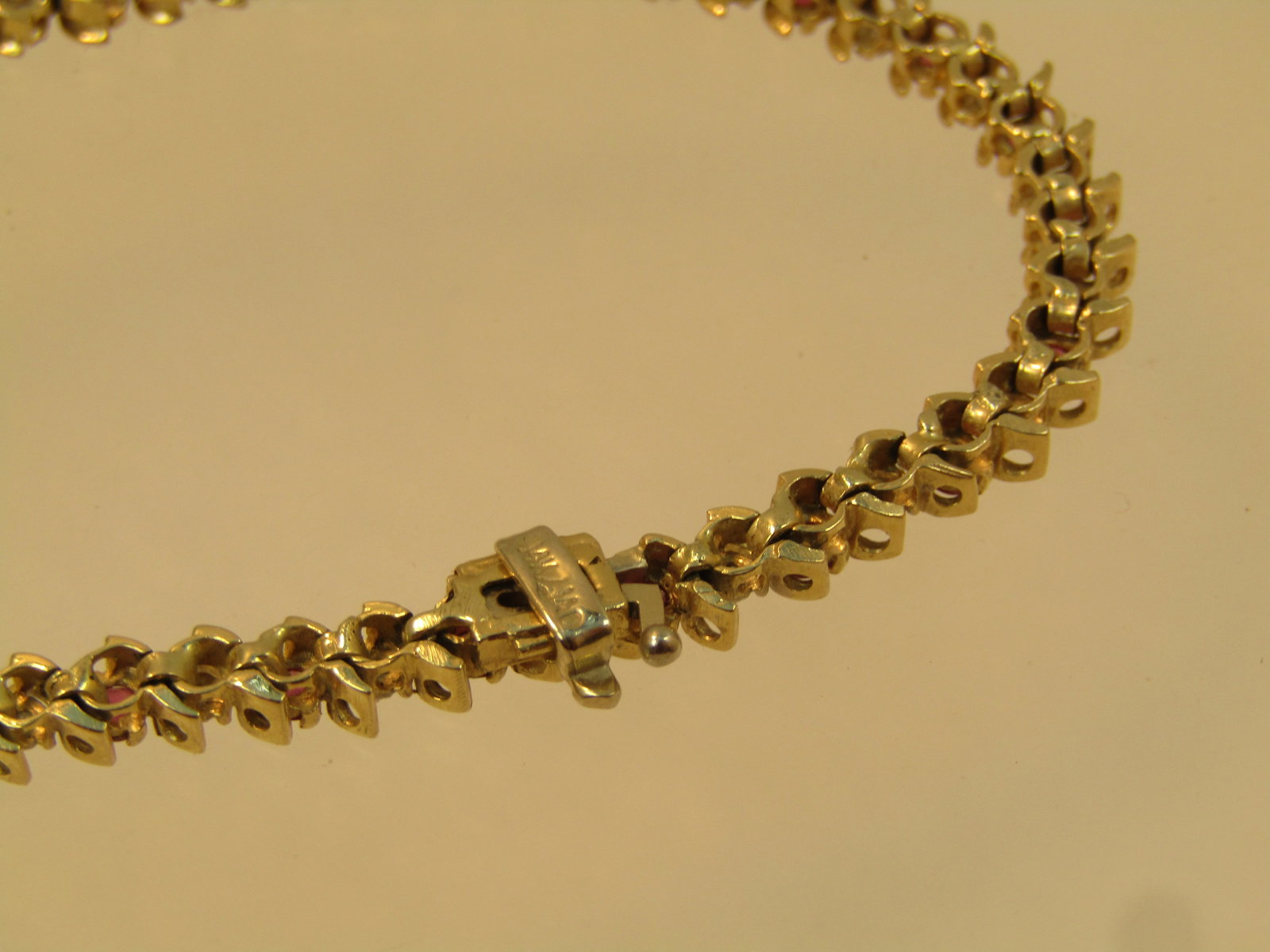 Vintage 14kt Ruby & Diamond Tennis Bracelet, 7.25", Signed, 1980's - 4