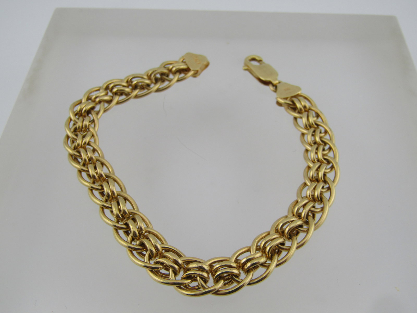 Vintage 14kt Woven Link Bracelet, 7", 1990's, Signed (1 of 5)