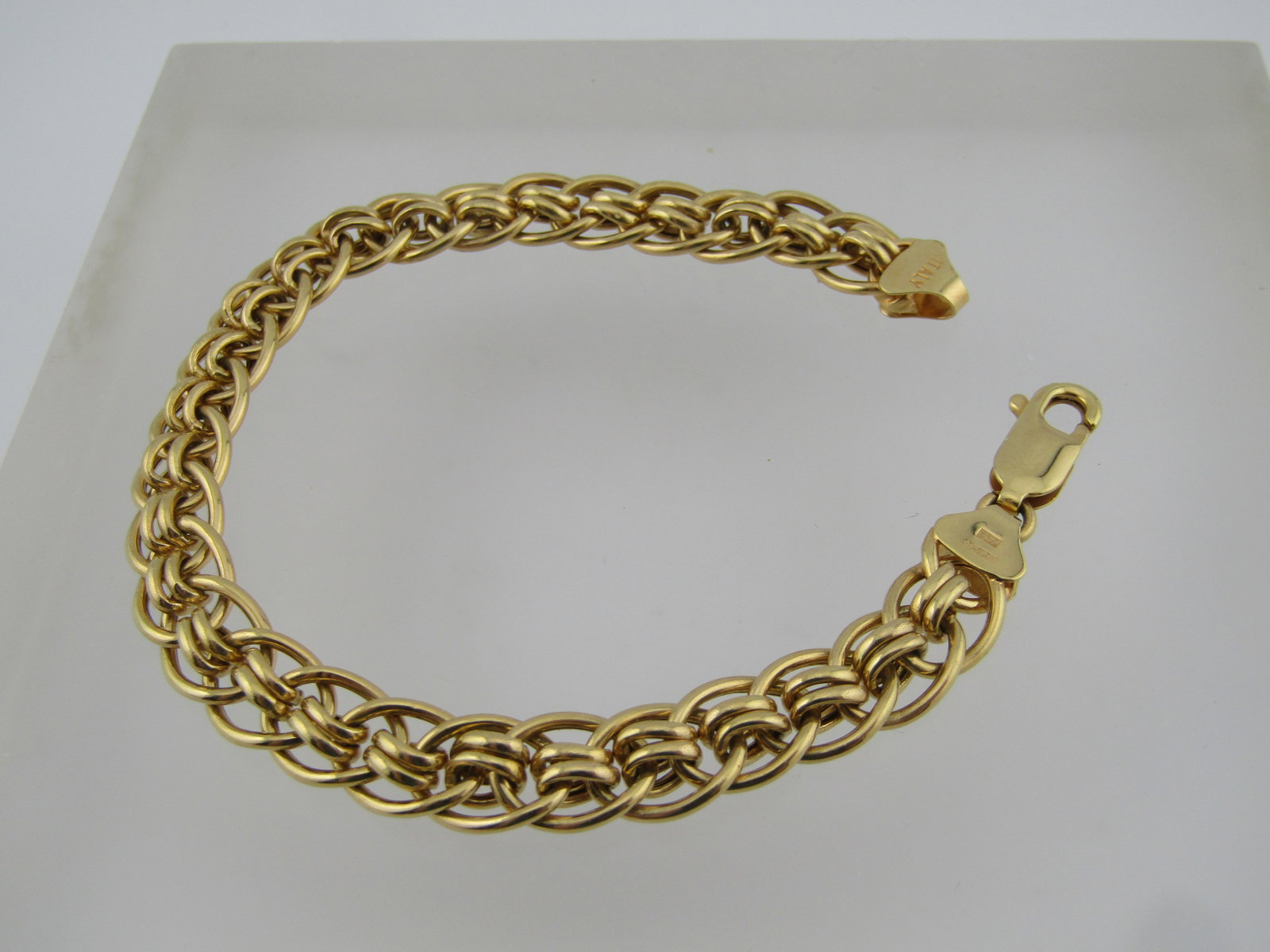 Vintage 14kt Woven Link Bracelet, 7", 1990's, Signed - 2