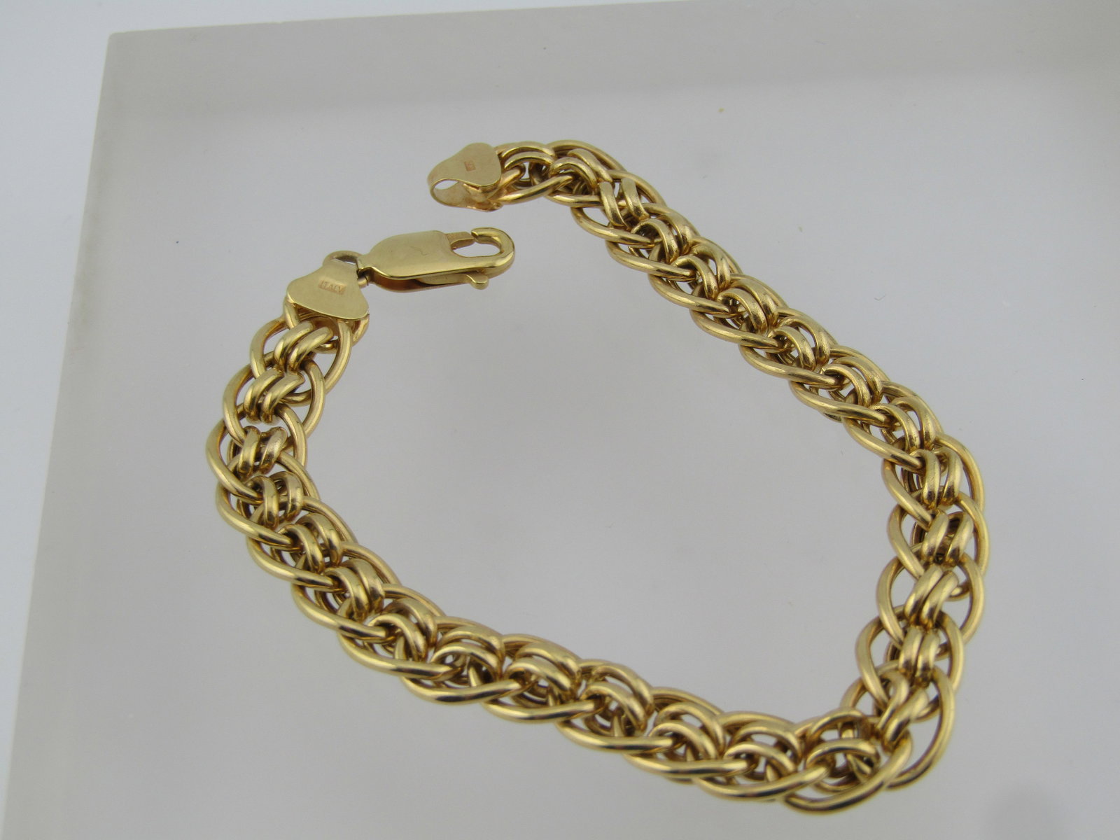 Vintage 14kt Woven Link Bracelet, 7", 1990's, Signed - 4
