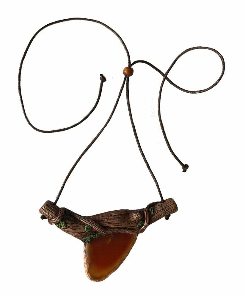 Polymer Clay Banded Agate New Brown Artisan Hand Made Necklace with Leaves - 4