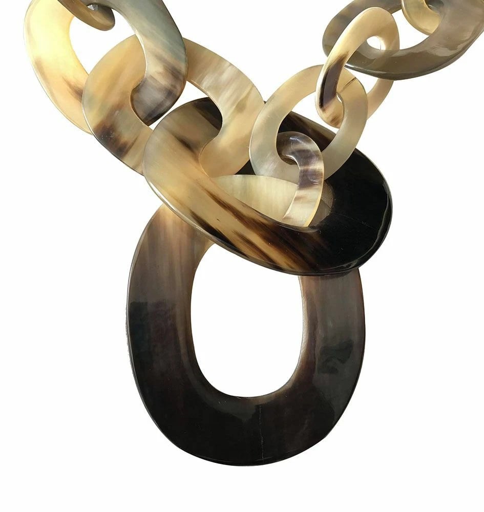 Hand Made Textured Cow Horn Necklace - 4